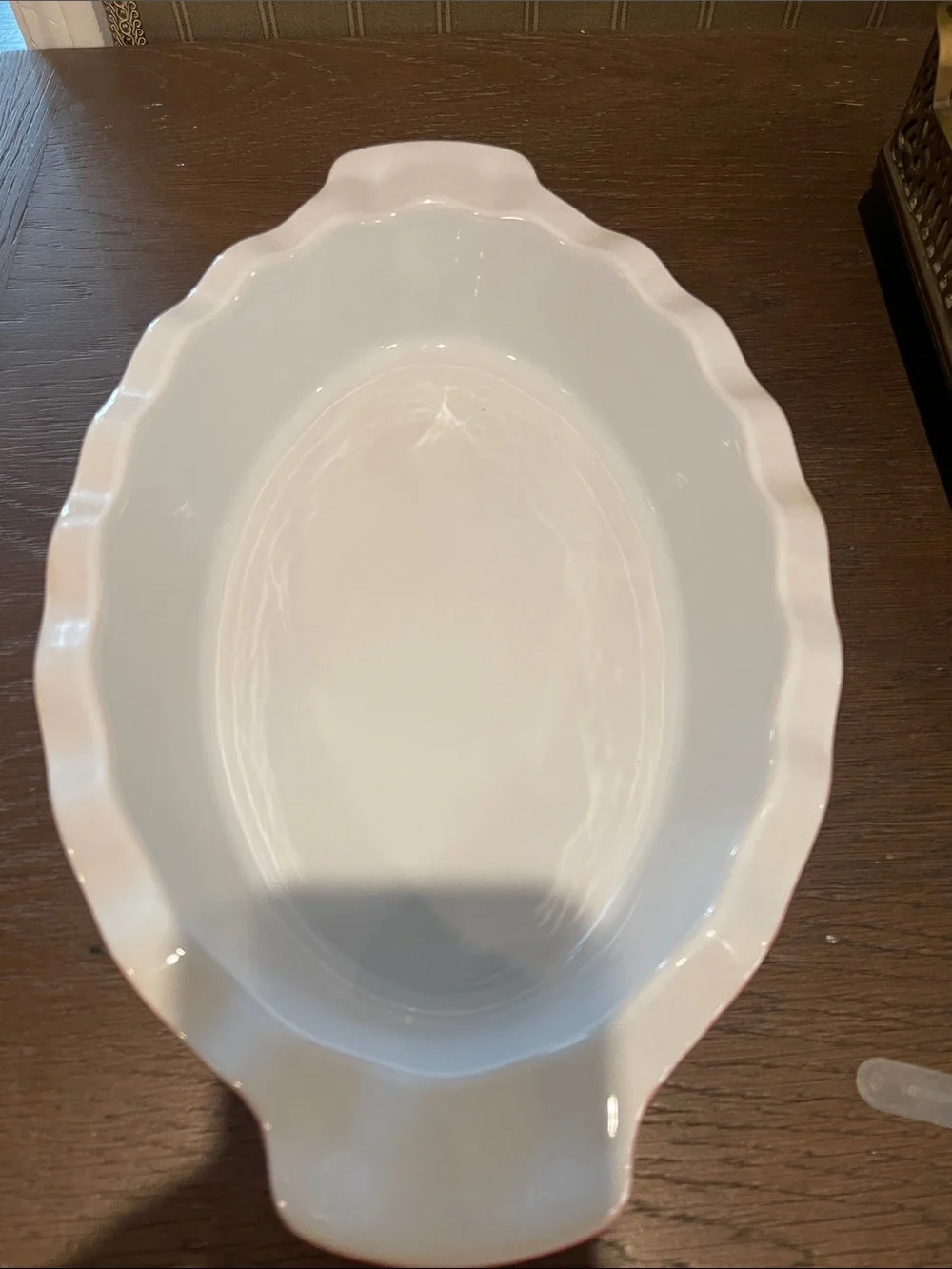 Emile Henry Red and White Oval Ceramic Baking Dish